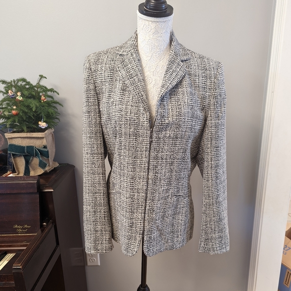 villager Jackets & Blazers - Villager textured black and white zip up blazer jacket